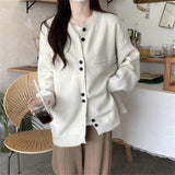 Women Knitwear Autumn and Winter round Neck Sweater Coat Female Loose Knitted Cardigan