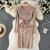 Women Maxi Dress Autumn and Winter Knitting Sheath Dress