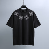 Ch hip-hop t shirts american ch short-sleeved cross embroiderloosecasualpure cotton american heavy weight short-sleeved