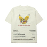 Hip-hop t-shirts, american high street short-sleeve tee for men, eagle print, washed vintage distressed loose fit summer half-sleeve tee