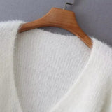 Women Sweater Knit Wear Fall Slim Fit V-neck Plush Knitted Cardigan