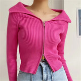 Women Sweater Knitwear Sweater Female Loose Outer Wear Zipper Cardigan Knitted Coat