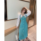 Women Maxi Dress Autumn Winter Sexy Chiffon Long Sleeve Knitted Sheath Dress