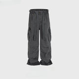 MIJKO Men's Vintage Pants MIJKO Men's High Street Overalls Functional Wind Casual Pants