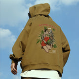 Men Hoodie Vintage Printed Oversize Hooded Jacket