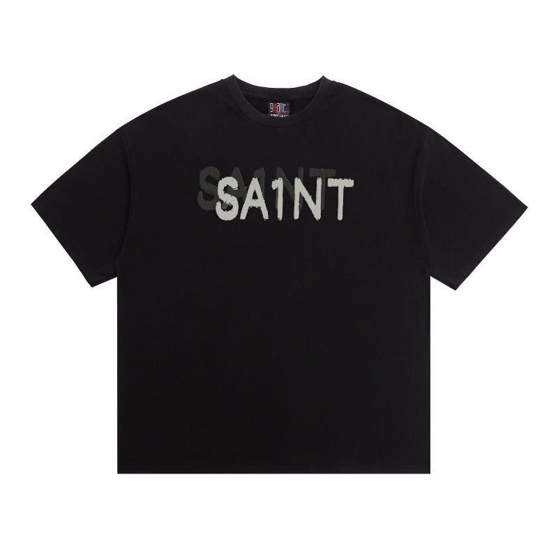 saint m t shirts s.m phantom letter graphic crew neck pullover short sleeve top