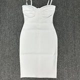 Women Evening Dress Bandage Dress Spaghetti Straps Chest Wrap Hollow out Evening Gown