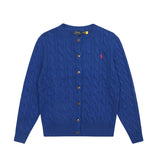 Macaron color rl ralph pony casualsweetcardigan women's fall and winter dopamine round neck cardiganknitting wool sweater