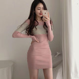 Women Maxi Dress Fall/Winter Slim Hip Stretch Knitted Dress