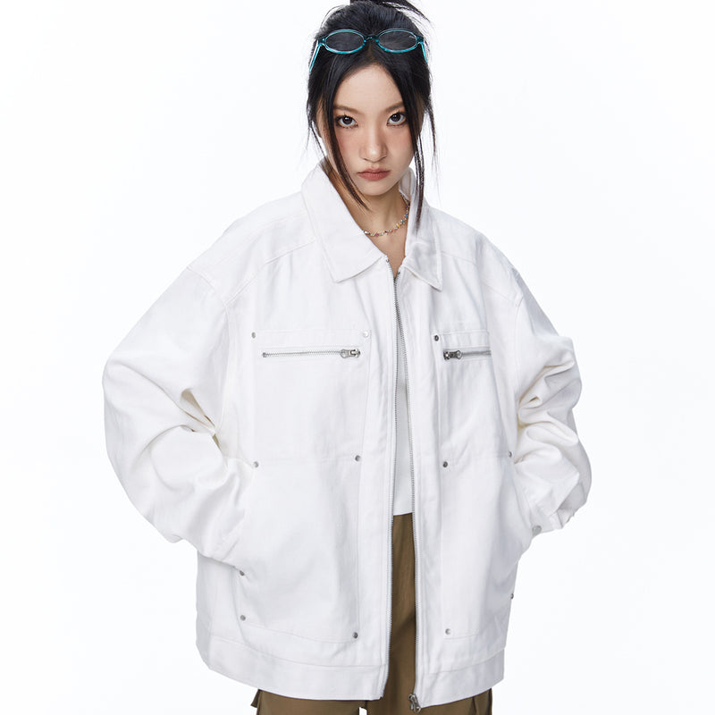 Unisex Jacket Fall Washed Cloth Rivet Jacket