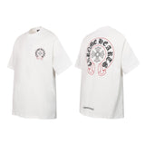 Ch hip-hop t shirts high version cht shirt heavy cross printing sanskrit american short sleeve high street couple style