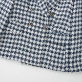Women Suits Autumn Vintage Double Breasted Houndstooth Texture Lapel Blazer Small Suit