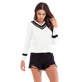 Women Knitted Sweater Autumn and Winter V-neck Women's Loose Sweater Long Sleeve Bottoming Sweater