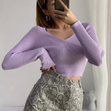 Women Sweater Knitwear Autumn Leisure V-neck Slim Fit Sweater Sweater