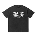 saint m t shirts s.m. face letter graphic crew neck pullover short sleeve t-shirt