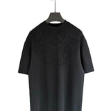 Ch hip-hop t shirts ch short-sleeved horseshoe sanskrit logo burnt flower loose version round neck t-shirt