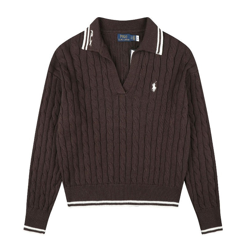 Rl ralph pony polo collar casualpullover wool sweater sweatertopsknittingfall and winter macaron couple