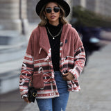 Women's Trench Coat Casual Women's Hooded Long-Sleeved Long Double-Sided Velvet Jacket