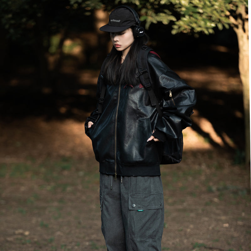 Unisex Outdoor Hoodie Autumn Hooded Pu Jacket