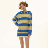 Unisex Sweater Autumn Striped Hooded Stitching Sweater