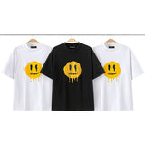 Drew house t shirt d@ew dissolving smiley face pattern round neck pullover short sleeves