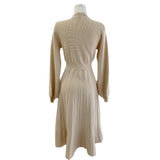 Women Maxi Dress Autumn and Winter Single-Breasted V-neck Knitted Dress