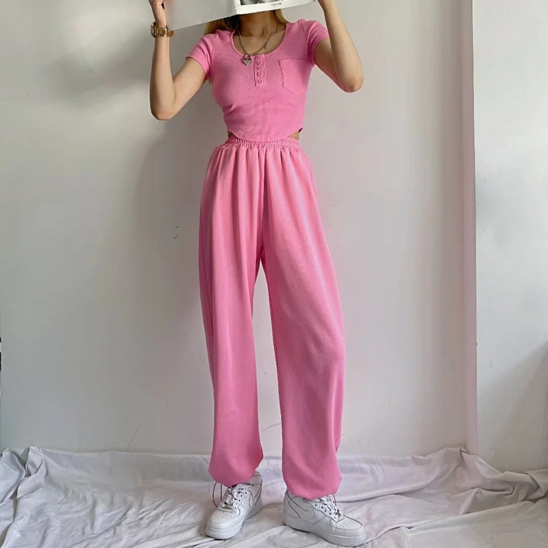 Women Sweatpants Spring Casual Straight-Leg Loose Tappered Sweatpants