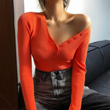 Women Sweater Knitwear Autumn and Winter Knitting Bottoming Shirt Sexy Tight Long Sleeve V-neck Jumpsuit
