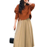 Women Knitted Pullover Short Autumn and Winter V-neck Sweater Loose Top
