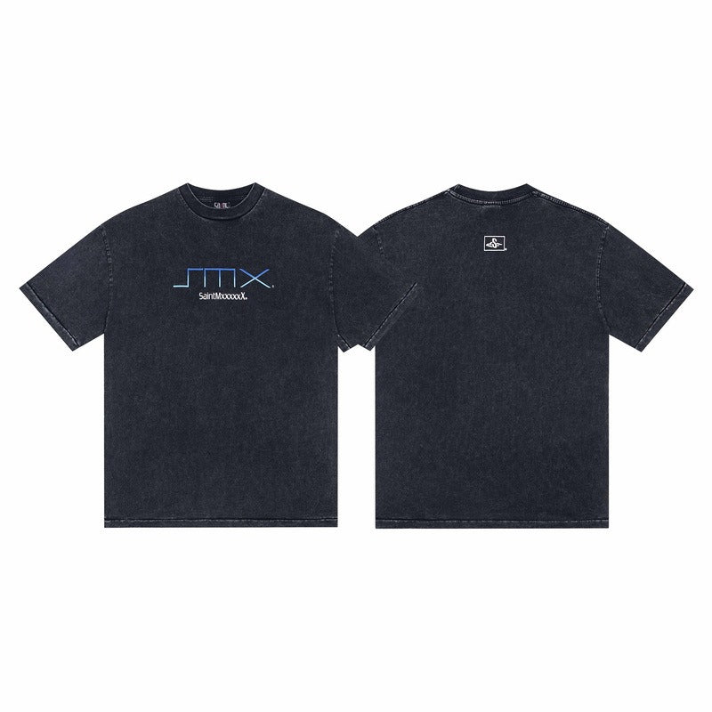 saint m t shirts s.m washed & distressed collection crew neck pullover short sleeve tee