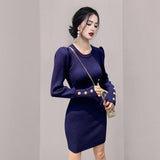 Women Maxi Dress Fall/Winter Puff Sleeve Dress