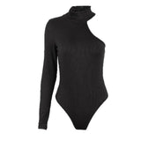Women Jumpsuit Spring Turtleneck One-Shoulder Long Sleeve Top
