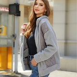 Women Trench Coat Autumn and Winter Long Sleeve Cardigan Zipper Plush Stitching Women's Coat