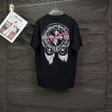 Ch hip-hop t shirts high version ch short sleeve sanskrit printingloosecasualpure cotton american graffiti short sleeve men