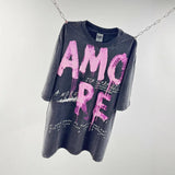 saint m t shirts s.m. face letter graphic crew neck pullover short sleeve t-shirt