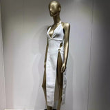 Women Dresses Sexy Slit Bandage One-Piece Dress Nightclub Skirt (Ont0408)