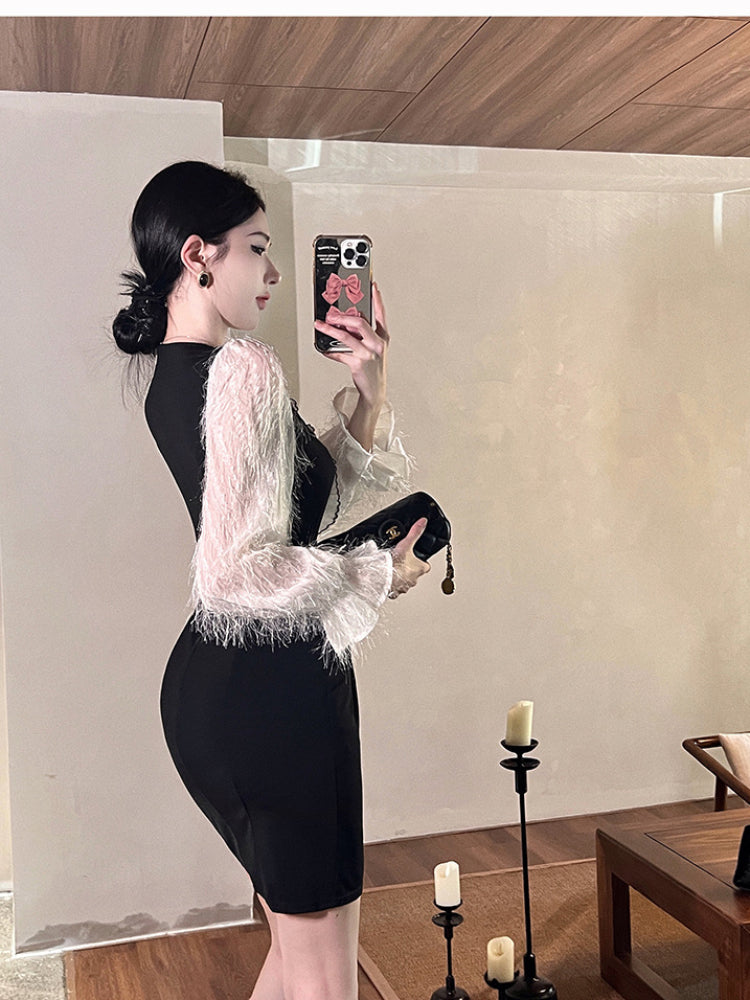 Women Maxi Dress Autumn Winter Retro Dress Banquet Dress