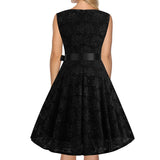 Women Evening Gown Sexy Sleeveless Swing Lace Dress