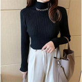 Women Knitted Pullover Turtleneck Spring and Autumn Top Knitwear