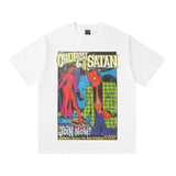 saint m t shirts s.m cartoon devil pattern crew neck pullover short sleeve one-piece