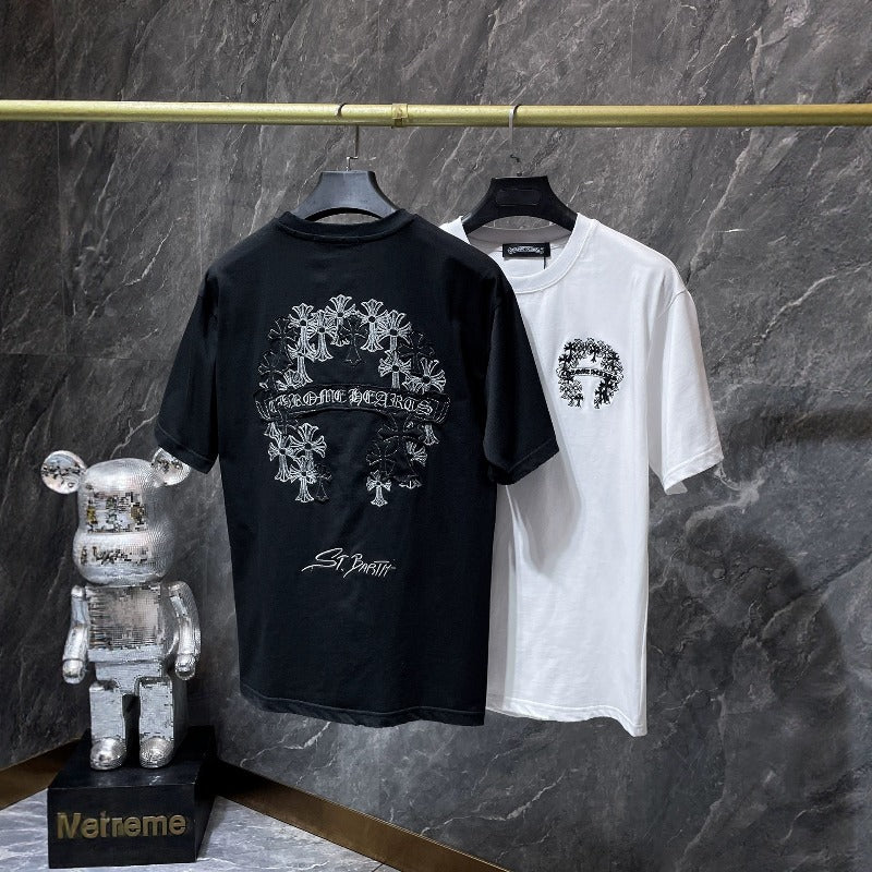 Ch hip-hop t shirts correct version ch kevin cross roller handmade patch embroider short-sleeved american high street