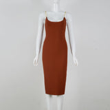 Women's Evening Dress Chain Suspender Skirt Sexy Backless Sheath Slim Fit Dress