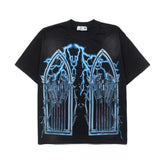 Hip-hop t shirts american high street window microphone lightning printing washed distressed short-sleeved t-shirt street half-sleeved tee