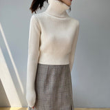 Women Winter Knitted Sweater Short Long Sleeve Bottoming Shirt Autumn 8t3063