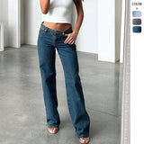 Women's pants: cross-border e-commerce hot seller - european & american style low-rise denim jeans, fashionable retro straight-leg, loose fit denim trousers for women