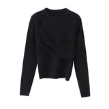 Women Sweater Knitwear off-Shoulder Sweater Autumn Irregular Thickened Knitting Top