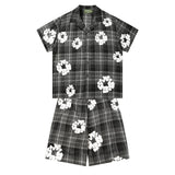 Denim Tears Shirt & Shorts 2 Piece Set Kapok Plaid Short Sleeve