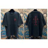 Ch hip-hop t shirts ch short-sleeved sanskrit cross patch embroiderloosecasual american heavy weight