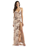 Women's Evening Gown Sexy V-neck Backless Sequins Dress Long Dress Gown