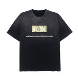 Hip-hop t shirts american dollar printing half-sleeved high street trendyretro washed old loose short-sleeved t-shirt